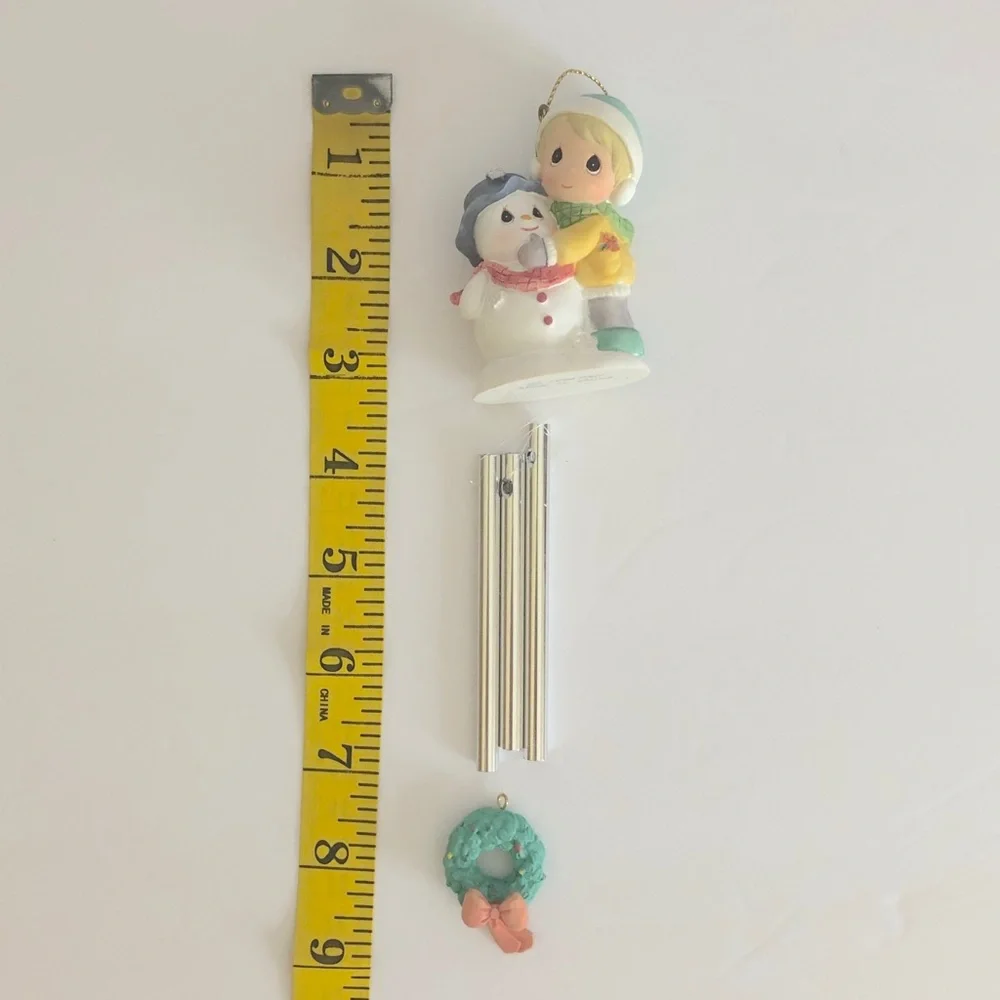 Precious Moments Christmas Wind Chime Girl Snowman Ceramic Figurine